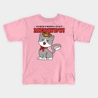 Western Cat Howdy Funny Cats Cute Cat Kids T-Shirt